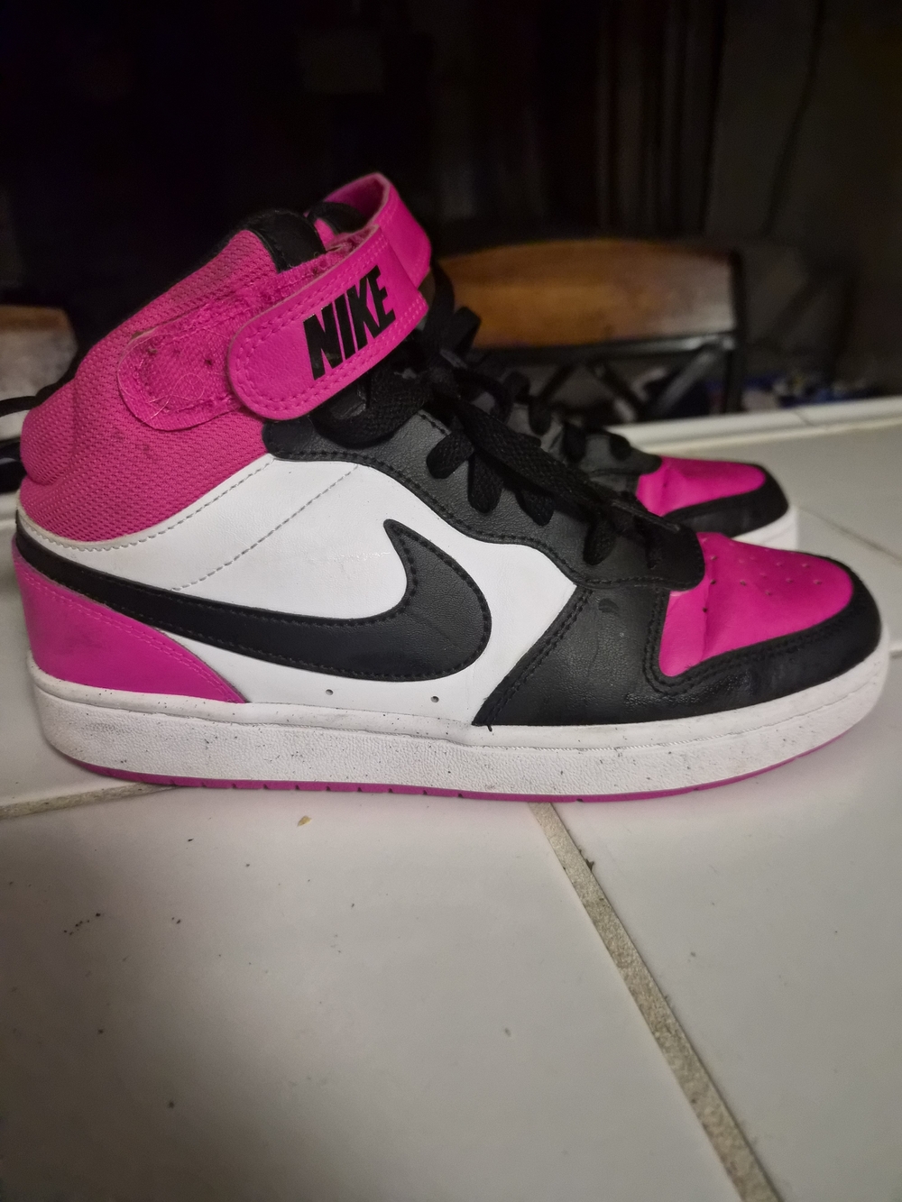Nike High-Top Sneakers in Hot Pink, Black & White 6y Or Size 7womens